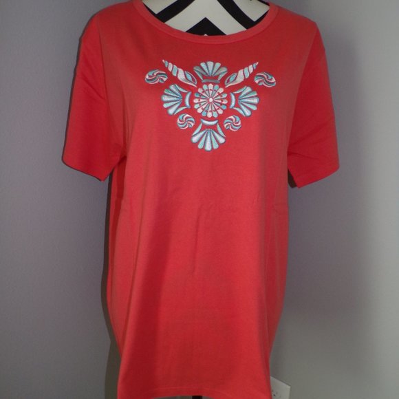 NWT Bob Mackie Coral Seashell Large 12/14 Top - Picture 4 of 5